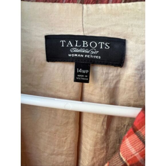 Talbots size 14WP plaid 3/4 sleeves crinkled plaid jacket. - Picture 3 of 8
